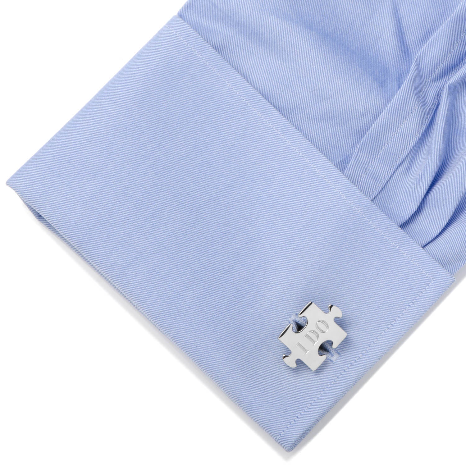 Silver Tone Wedding Puzzle Piece Cufflinks Set for Grooms - Image 3