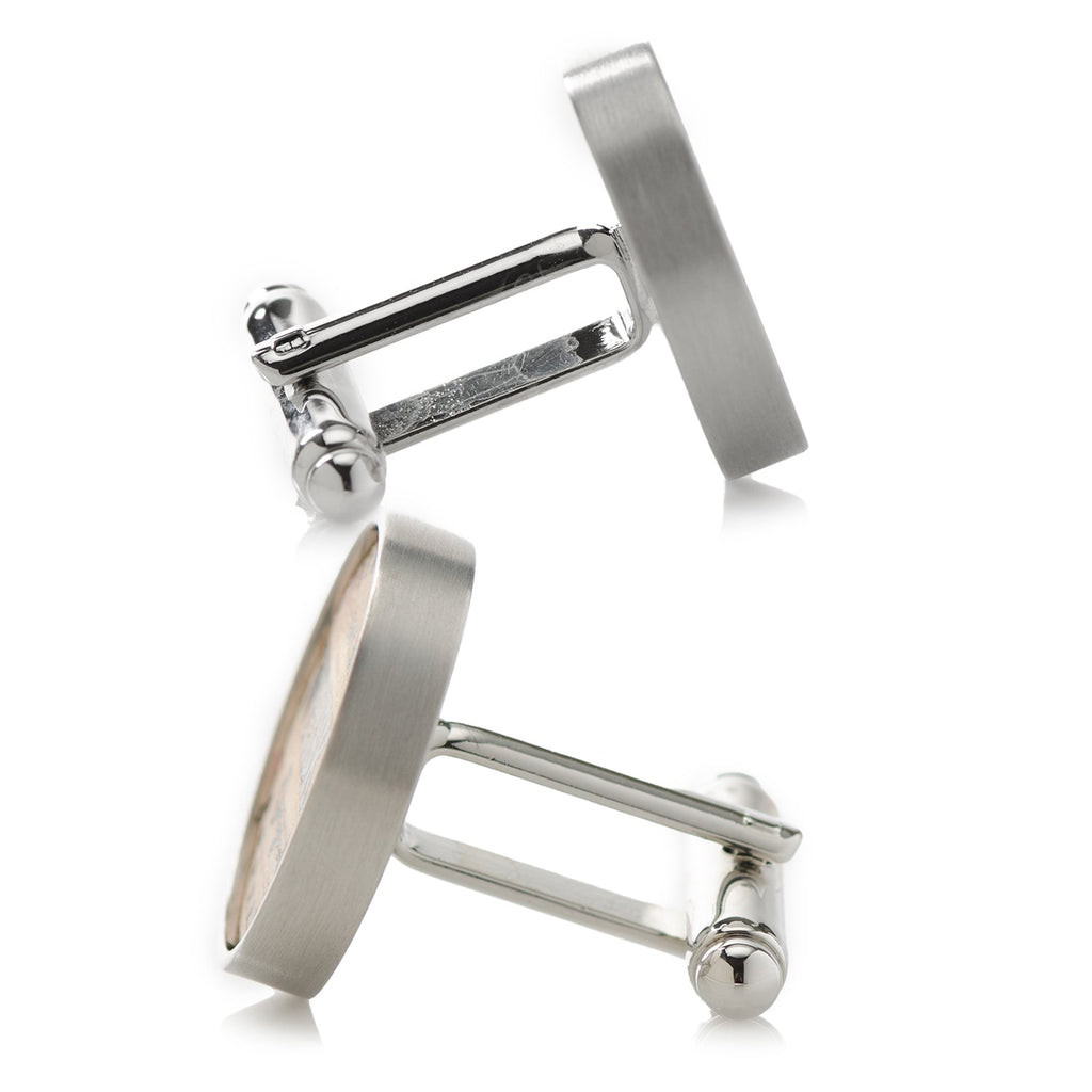 Authentic Whiskey Barrel Wood Cufflinks in Antiqued Silver