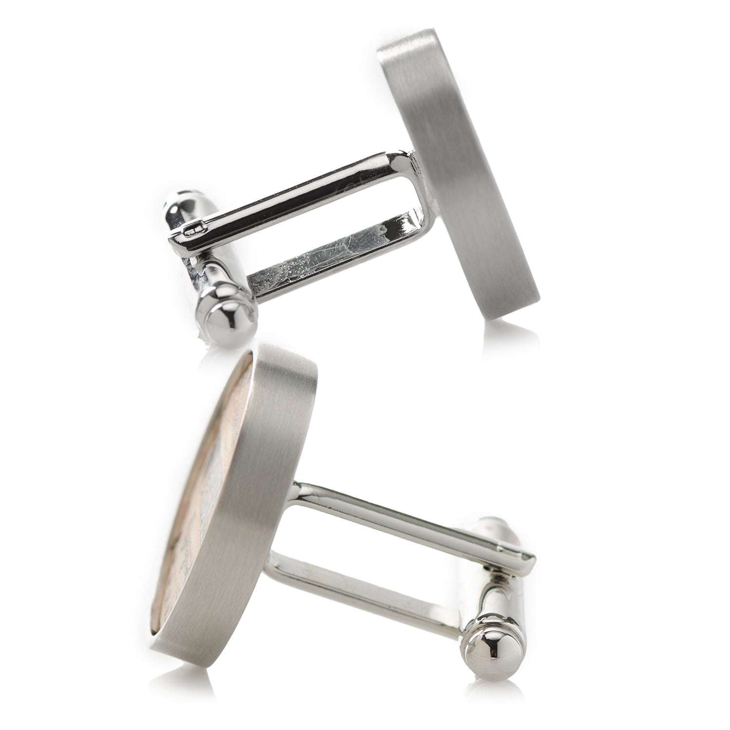 Authentic Whiskey Barrel Wood Cufflinks in Antiqued Silver