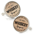 Authentic Whiskey Barrel Wood Cufflinks in Antiqued Silver