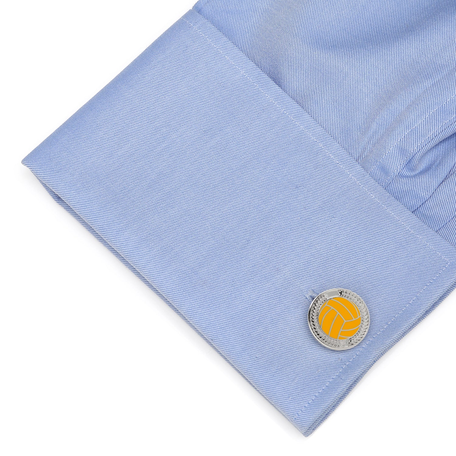 Yellow and Silver Tone Water Polo Ball Sport Cufflinks - Image 3