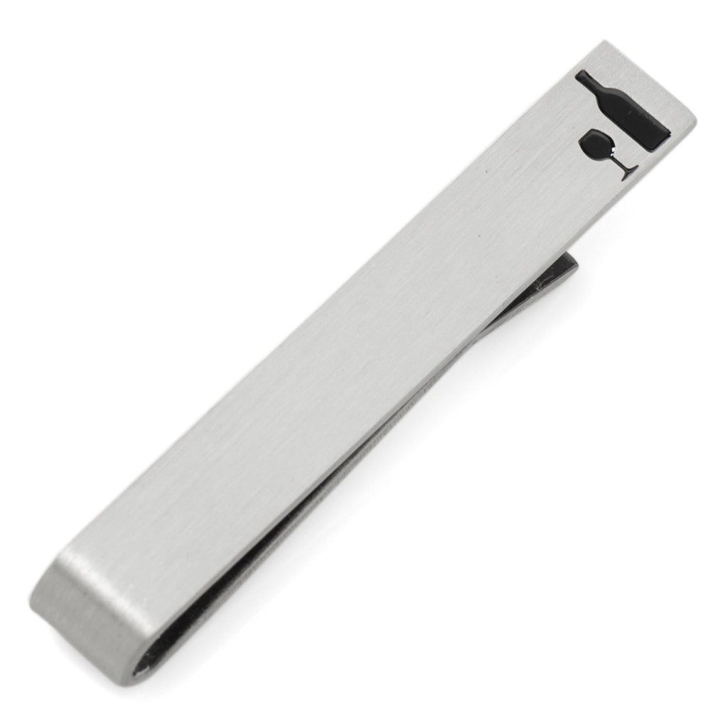 Wine Snob Antique Silver Tie Bar with Black Enamel Detail - Image 3