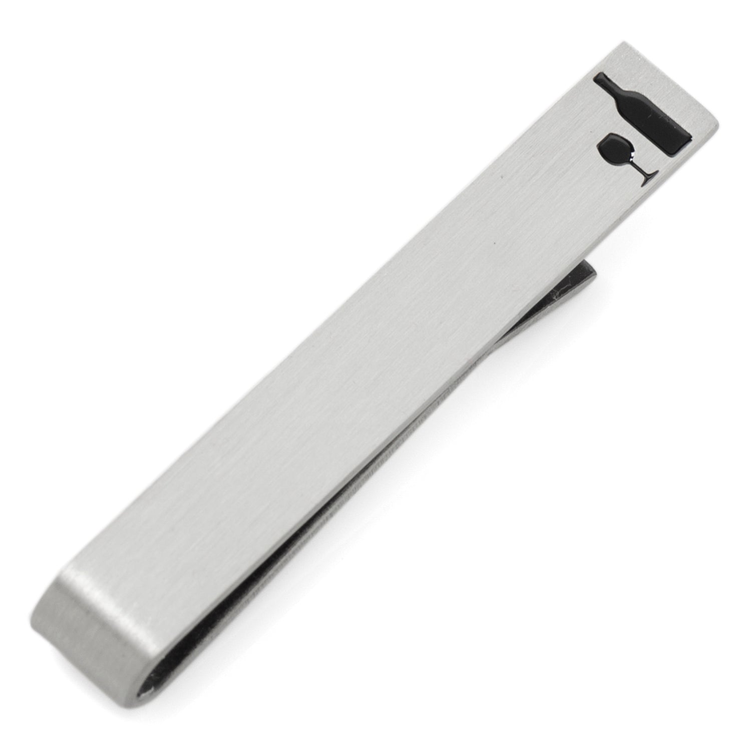 Wine Snob Antique Silver Tie Bar with Black Enamel Detail - Image 3