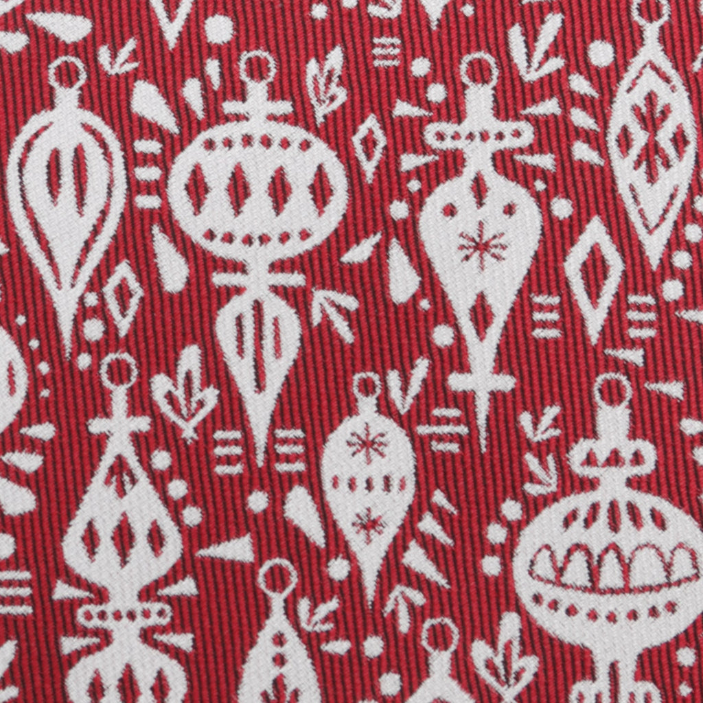 Red Christmas Ornament Print Men's Silk Tie - Image 4
