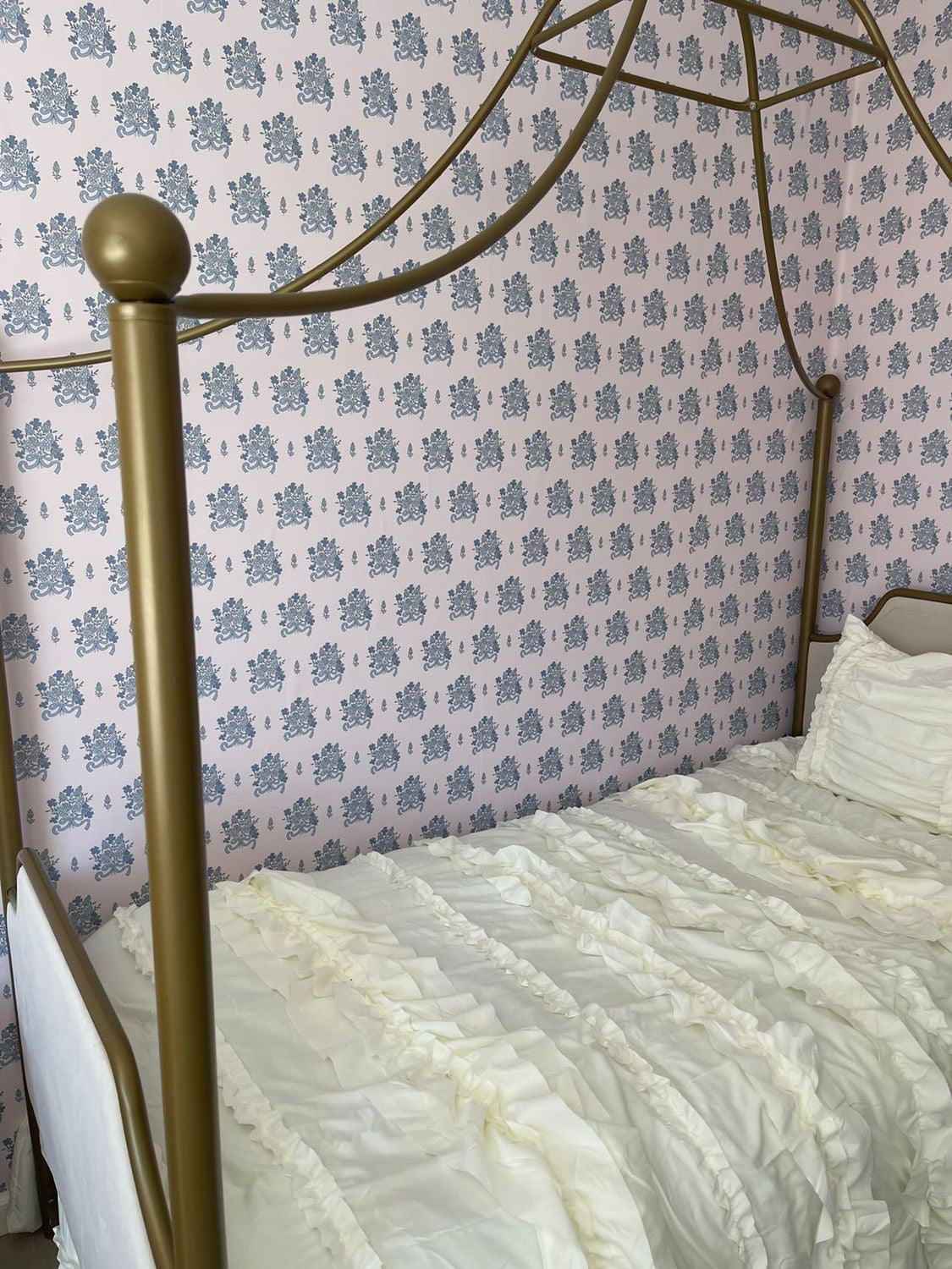 Freya Floral Removable Wallpaper in Pink and Blue