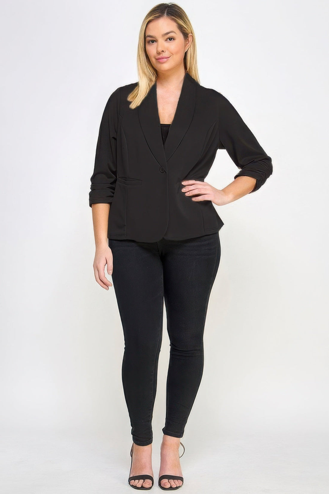 Women's Techno Scuba Blazer with Front Pockets - Image 2