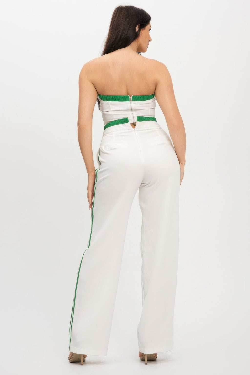 Stripe Tapping Contrast Elastic Band Toppants Set