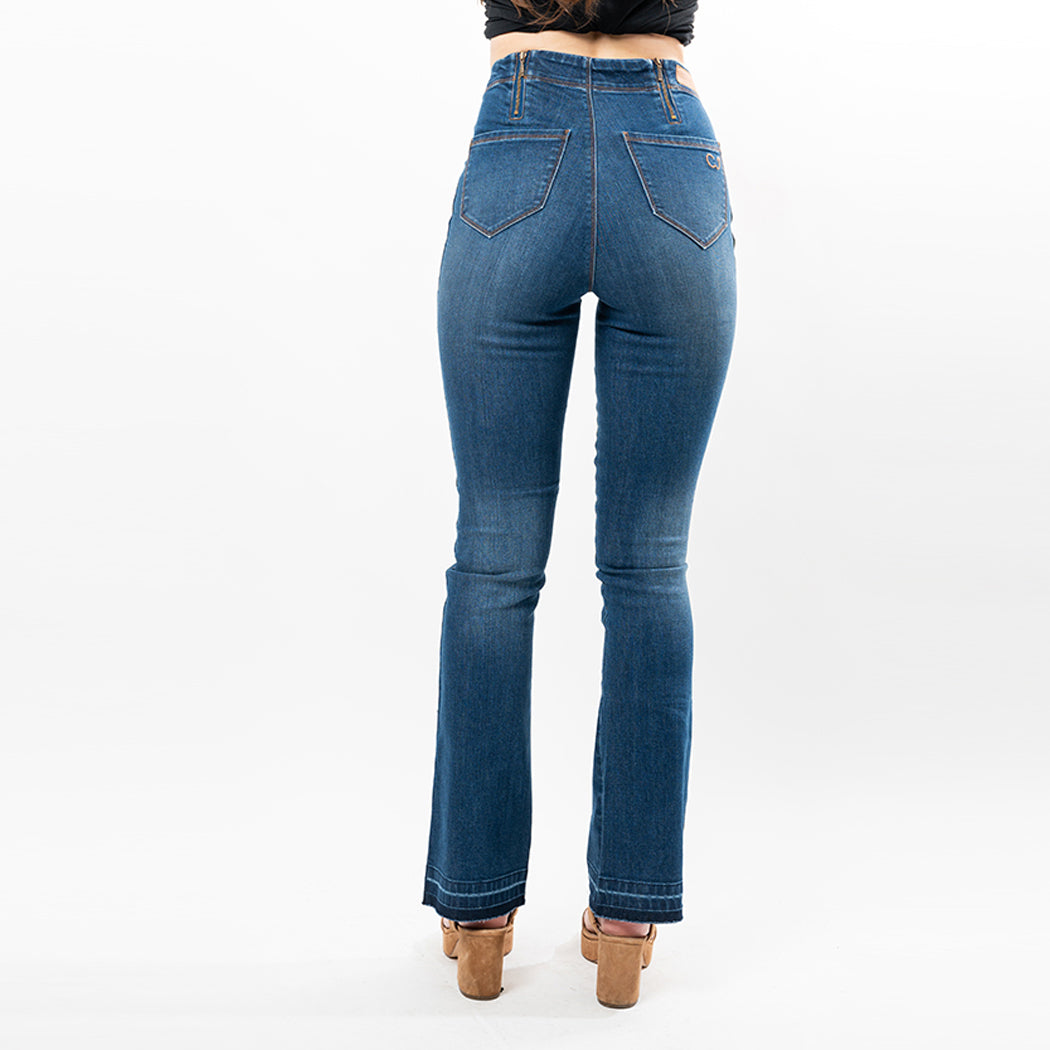 Women's Bootcut Jeans with Adjustable Waist and Undone Hem - Image 8