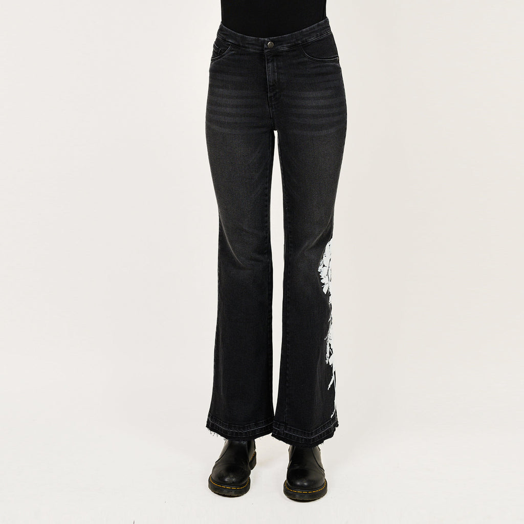 Placement Screen Print Leg Boot Cut