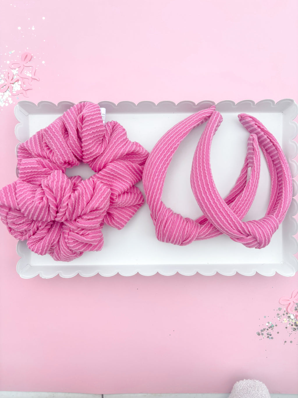 Taffy Pink Ribbed Oversized Scrunchy
