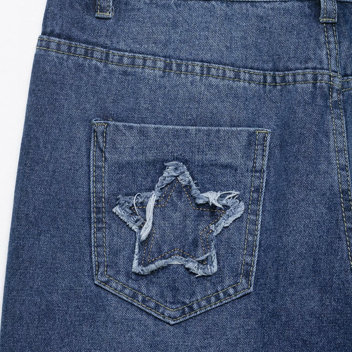 Dark Blue Harajuku Studded Embroidered Straight Leg Jeans - Image 4