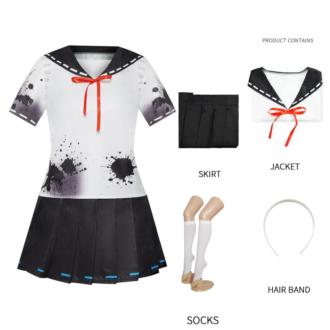 Women's Goth Uniform Cosplay Outfit with Pleated Skirt - Image 6