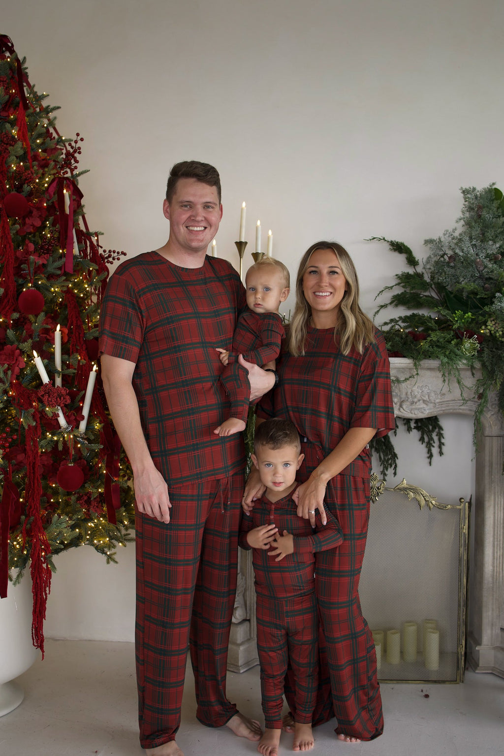 Women's Boxy Tee Lounge Set | Christmas Plaid