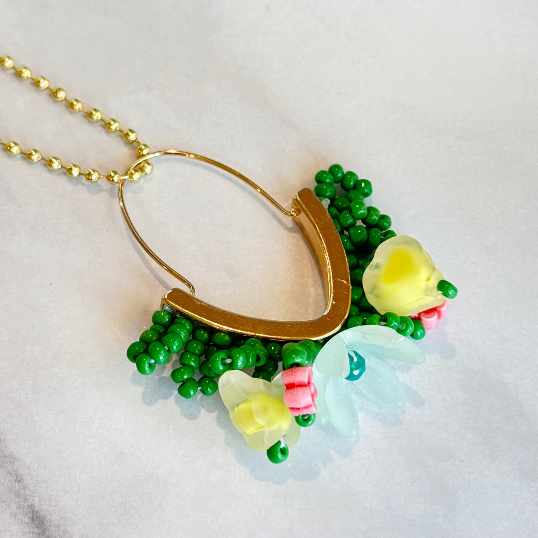 FLORAL SEED BEAD Charm - Tumbler Handle Charm