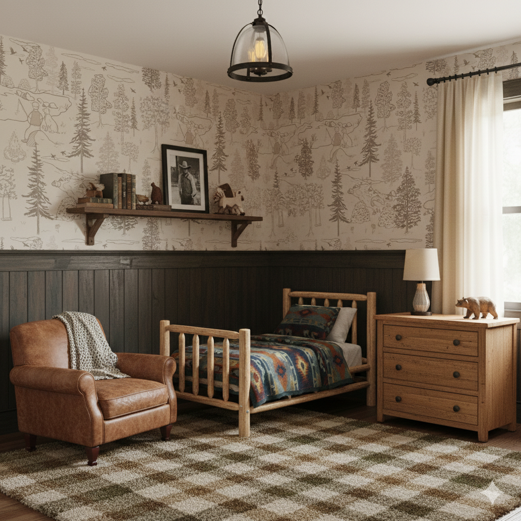 Milton Rustic Lodge-Style Wallpaper Outdoor-Inspired Floral