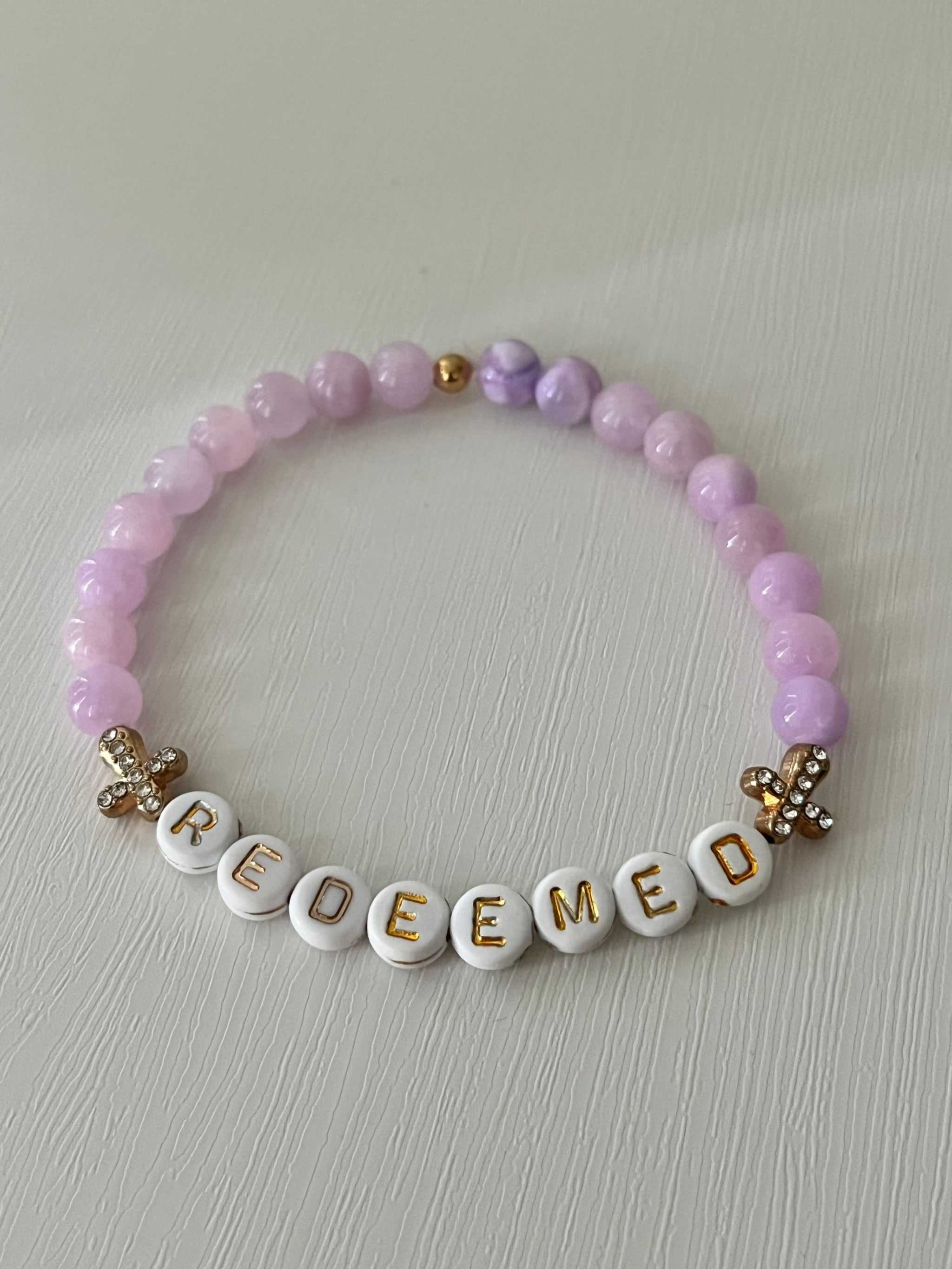 Redeemed Lavender Bead Bracelet - Elegant Faith-Inspired Jewelry