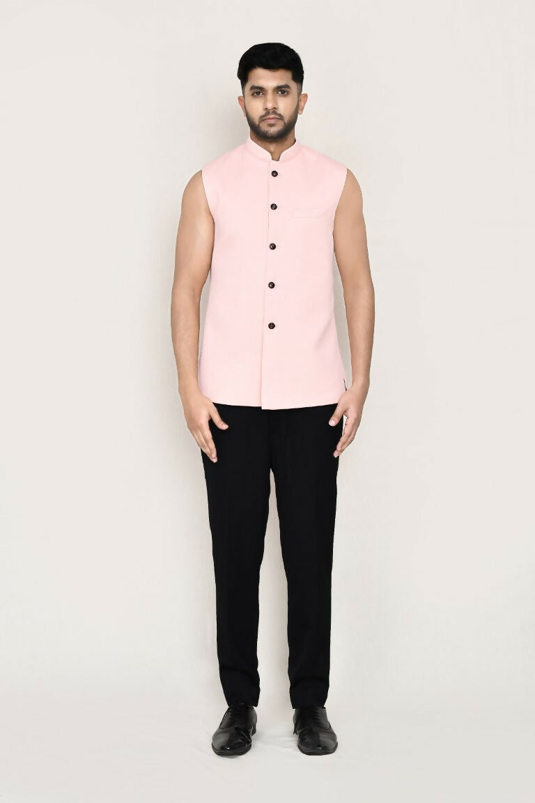 Peach Imported Polyester Open Prince Coat and Pant Set