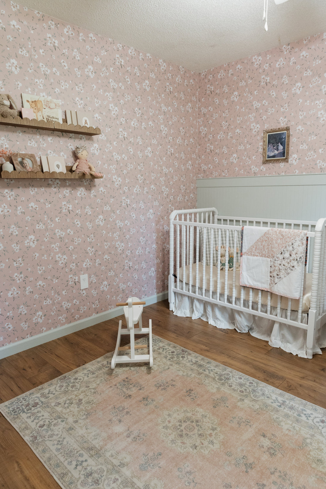 Alina Floral Removable Wallpaper in Dusty Rose and Sage Green