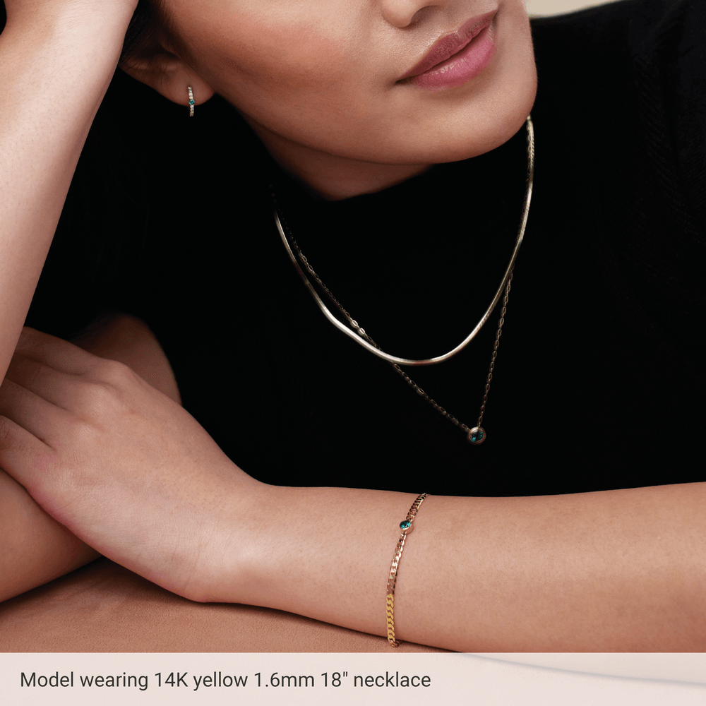 Lame d'Or Collier 2.8mm Herringbone Necklace 14K Yellow Gold