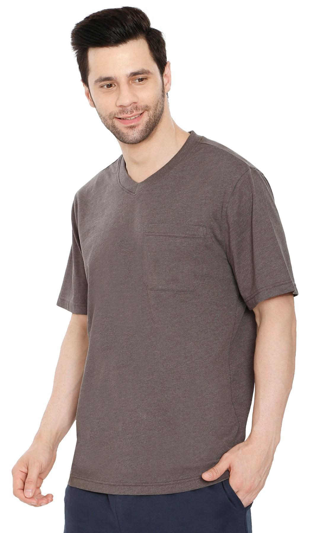Men's Heavyweight V-Neck T-Shirt with Chest Pocket