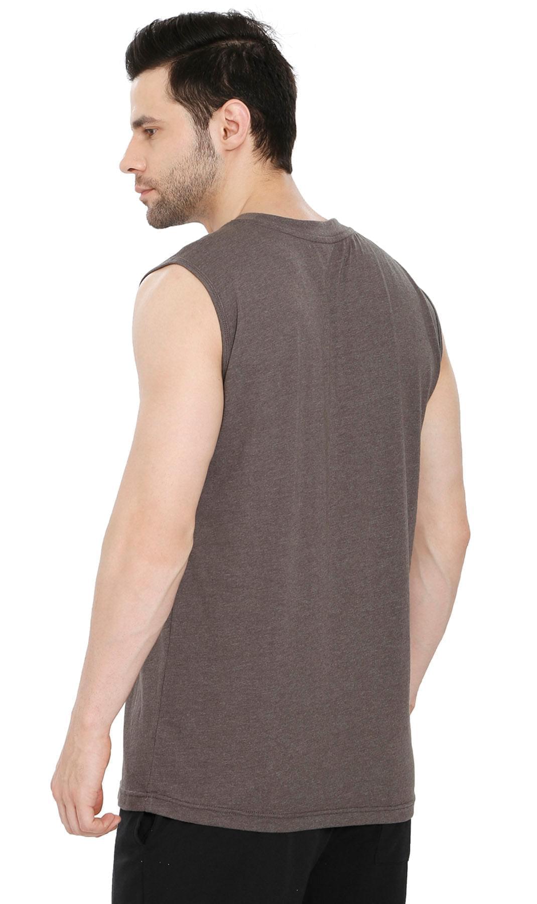 Men's Heavyweight Sleeveless Crew Neck T-Shirt with Chest Pocket