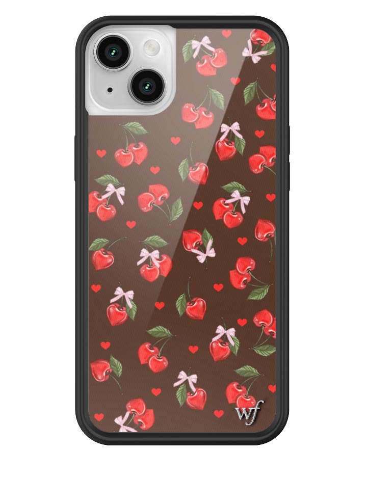 Chocolate Cherries iPhone Case with Pink Bow Details
