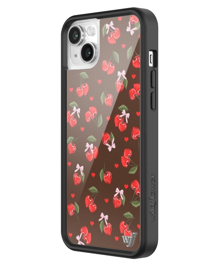 Chocolate Cherries iPhone Case with Pink Bow Details