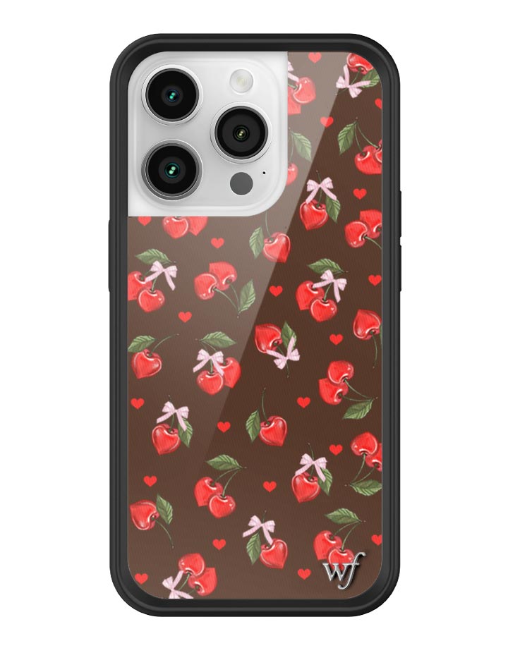 Chocolate Cherries iPhone Case with Pink Bow Details