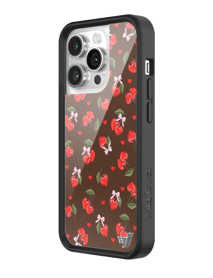 Chocolate Cherries iPhone Case with Pink Bow Details