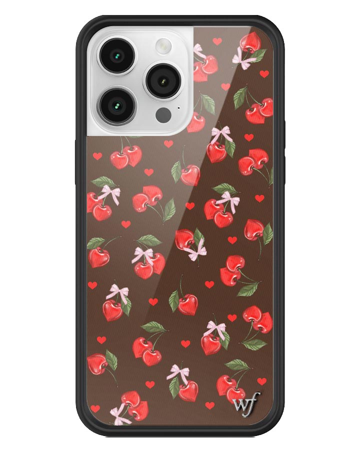 Chocolate Cherries iPhone Case with Pink Bow Details