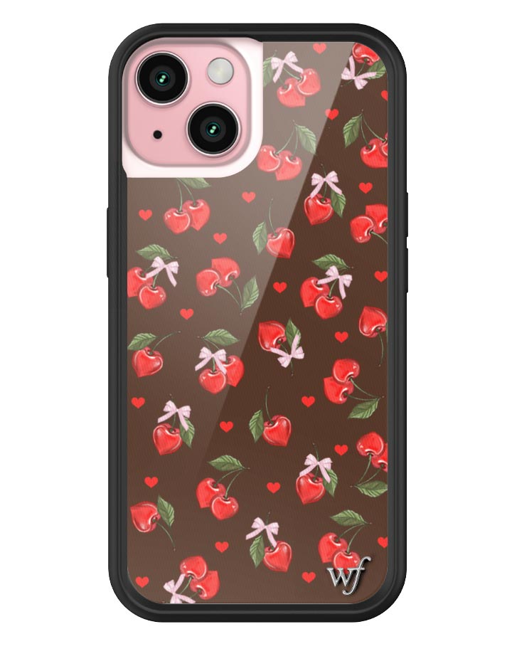 Chocolate Cherries iPhone Case with Pink Bow Details
