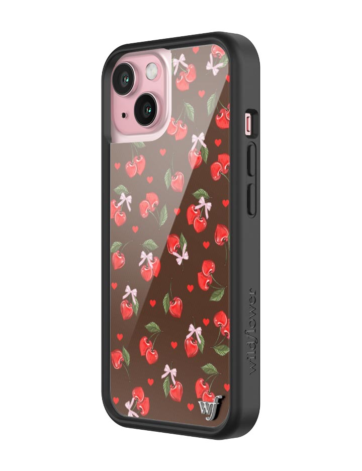 Chocolate Cherries iPhone Case with Pink Bow Details