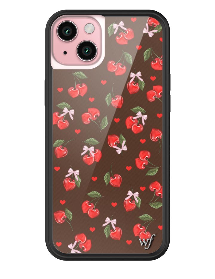 Chocolate Cherries iPhone Case with Pink Bow Details