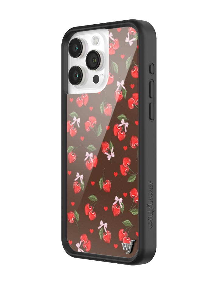 Chocolate Cherries iPhone Case with Pink Bow Details