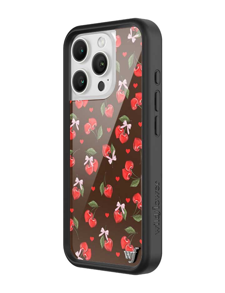 Chocolate Cherries iPhone Case with Pink Bow Details
