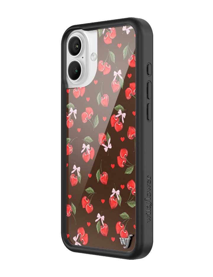 Chocolate Cherries iPhone Case with Pink Bow Details