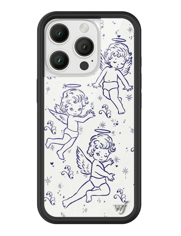 Cherub Print iPhone Case with Midnight Blue Sparkle Details - Image 14