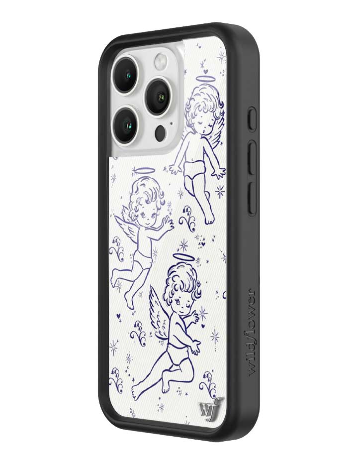 Cherub Print iPhone Case with Midnight Blue Sparkle Details - Image 15