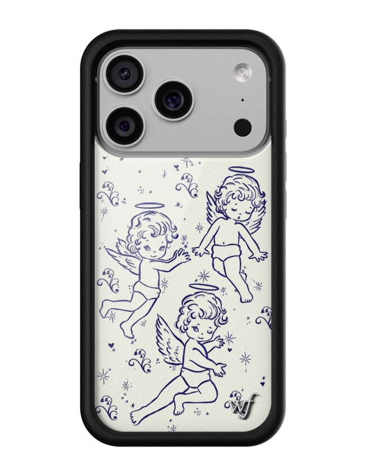 Cherub Print iPhone Case with Midnight Blue Sparkle Details - Image 4