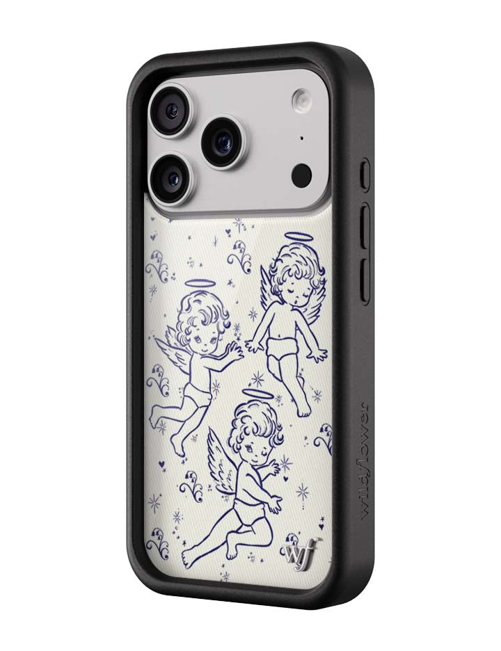 Cherub Print iPhone Case with Midnight Blue Sparkle Details - Image 5