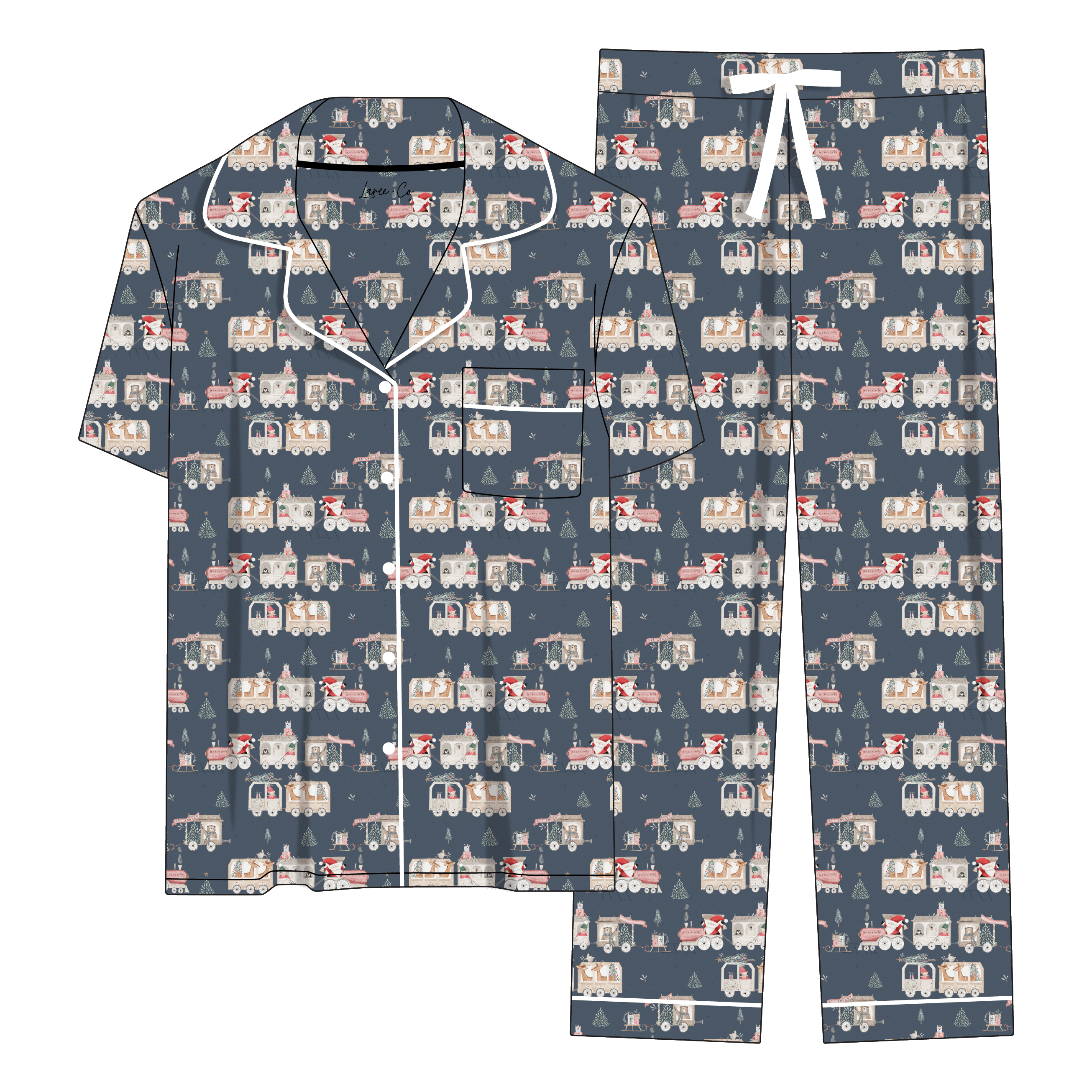 Christmas Trains Bamboo Women's Luxe Lounge Short Set (Pre-Order)