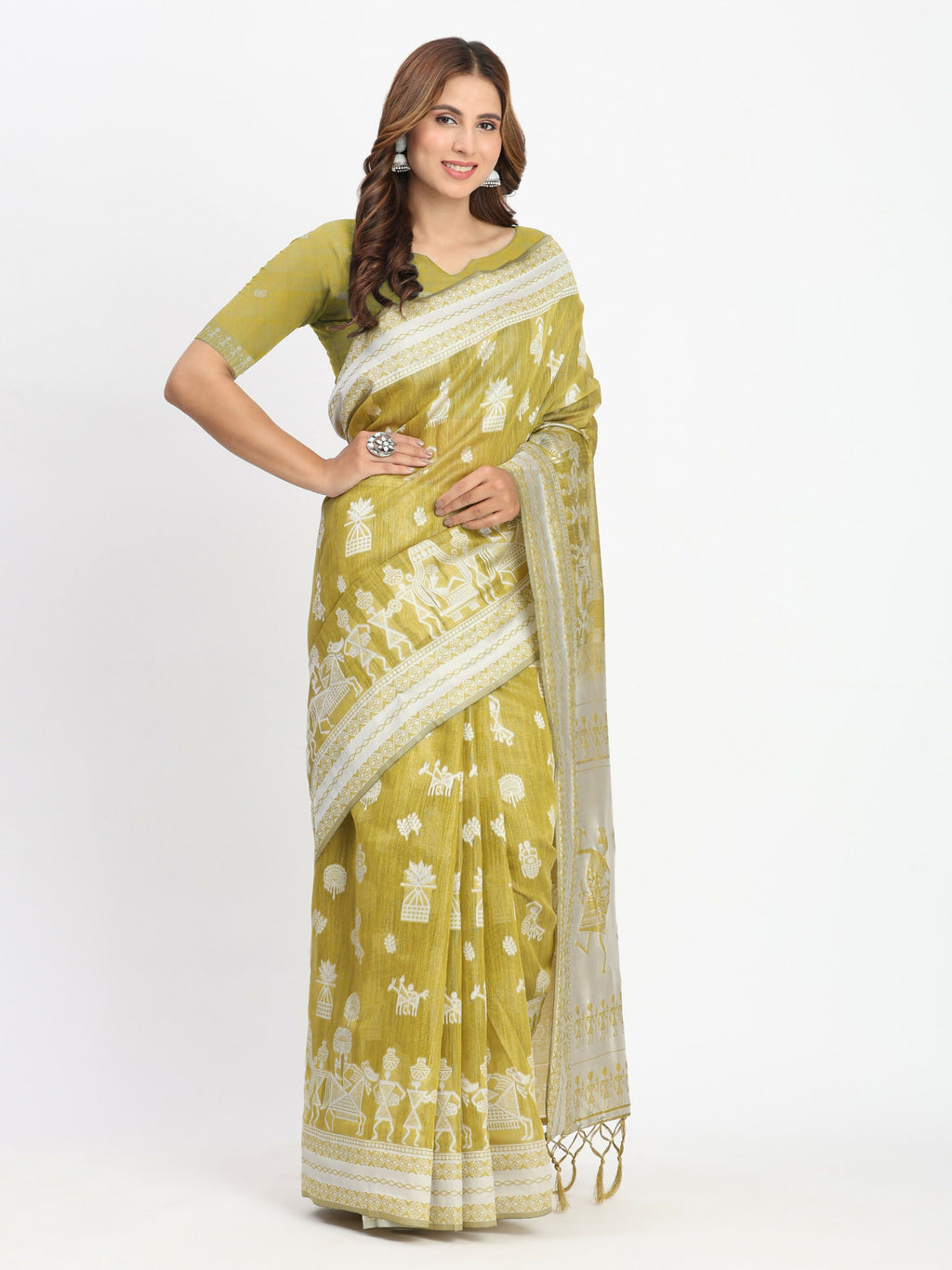 Purple Linen Cotton Saree with Matching Blouse