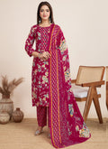 Women's Pink Printed Cotton Blend Salwar Suit for Festive Wear