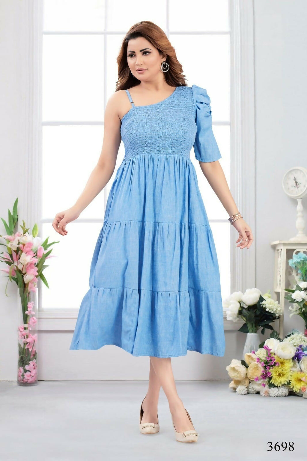 Sky Blue Heavy Muslin Tunic for Women