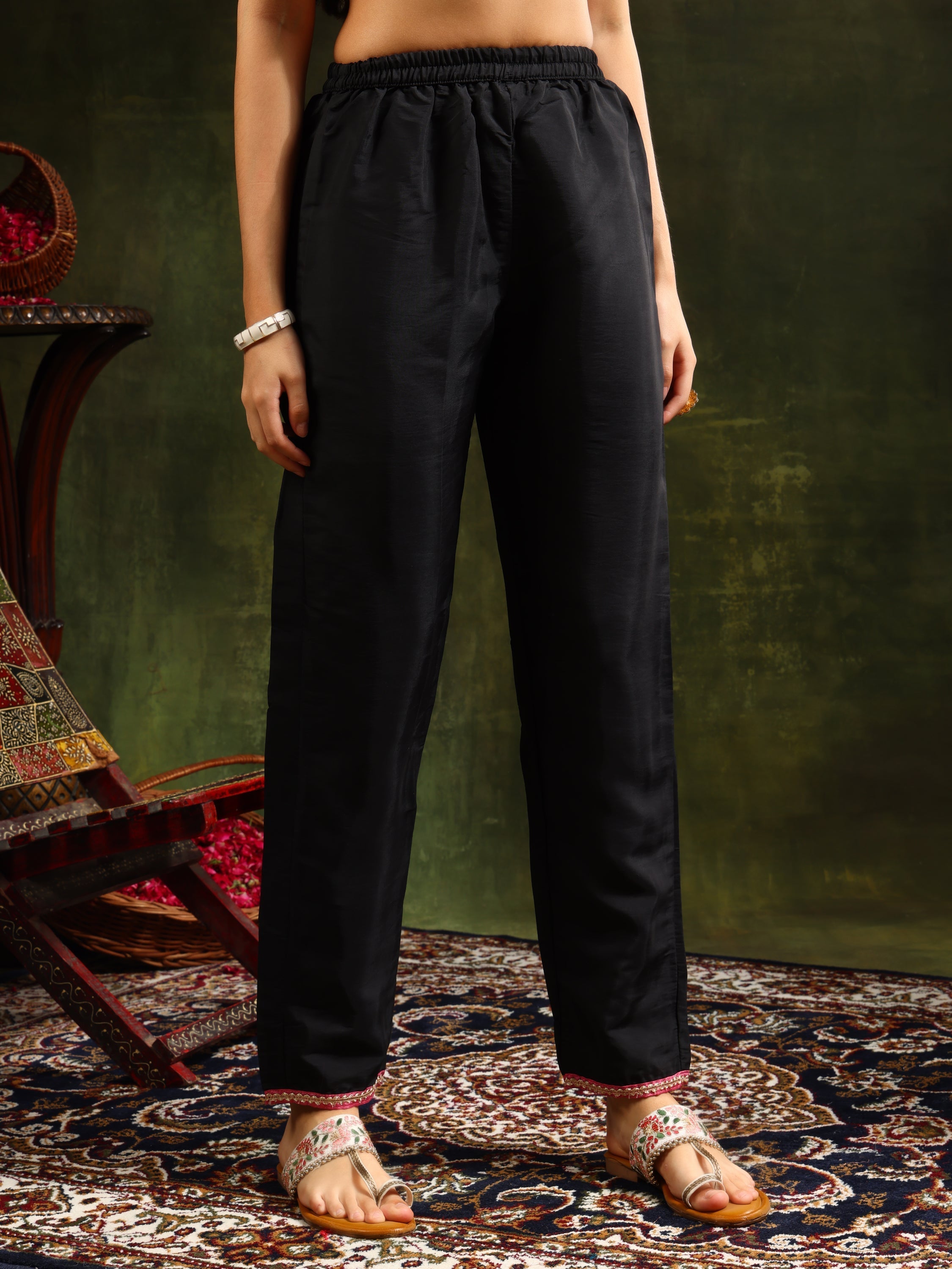 Black Swarovski & Sequined Embroidered Kurta Set