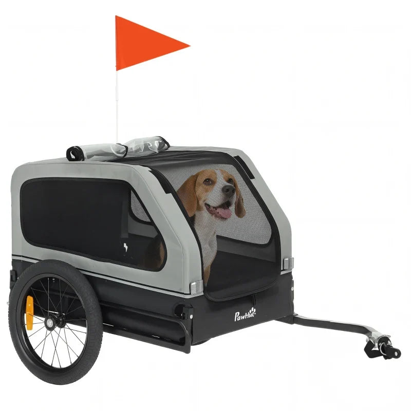 Dog Bike Trailer for Small & Medium Dogs, Universal Bicycle Coupler, Flip-Down Ramp Tailgate
