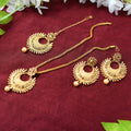 Elegant gold-polished long necklace in brass for traditional wear
