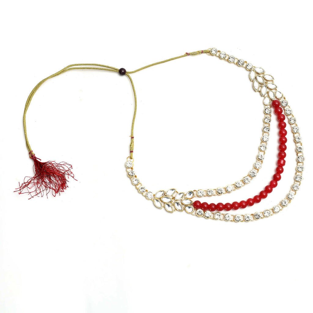Handicraft White and Red Pearl Choker Necklace Statement Jewelry
