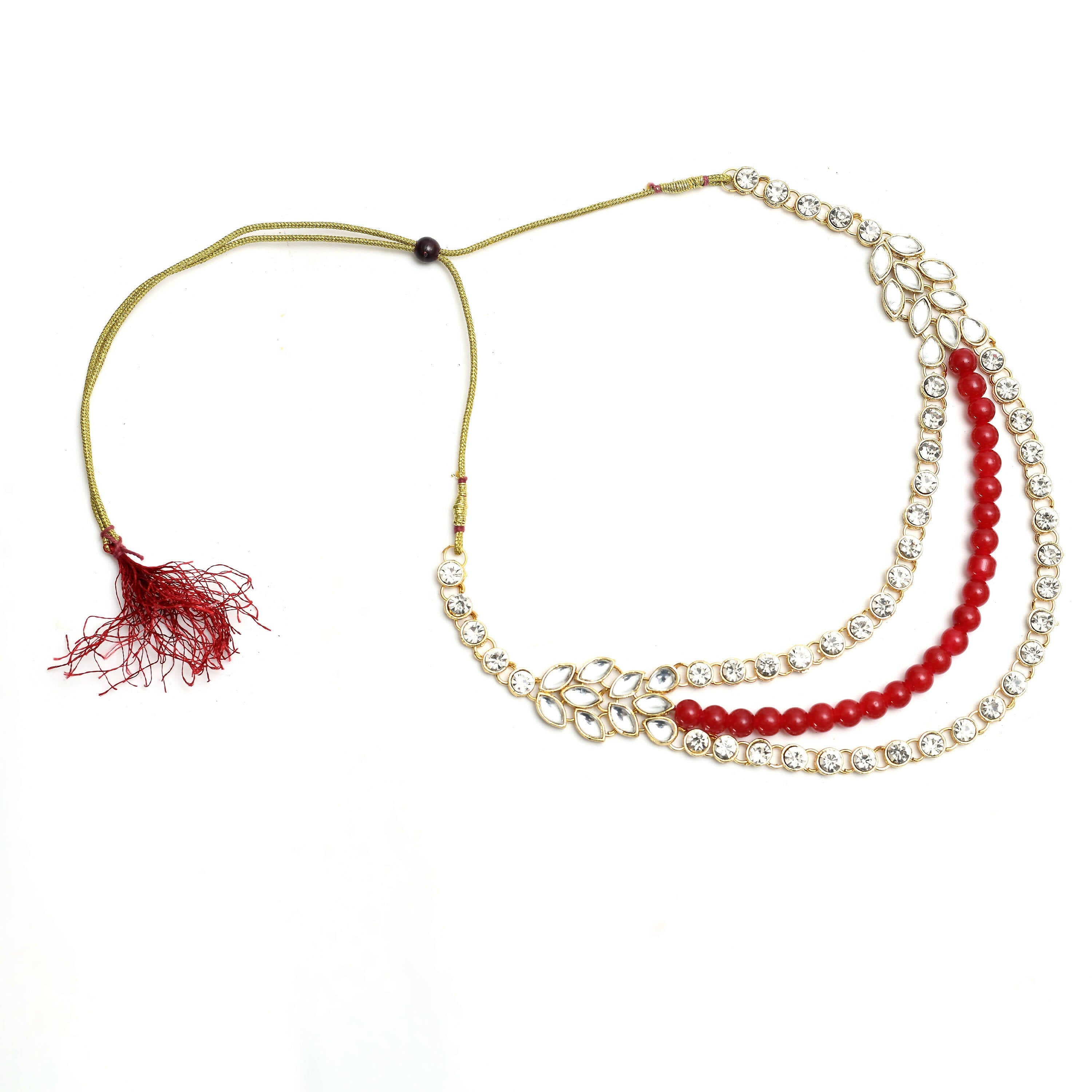 Handicraft White and Red Pearl Choker Necklace Statement Jewelry