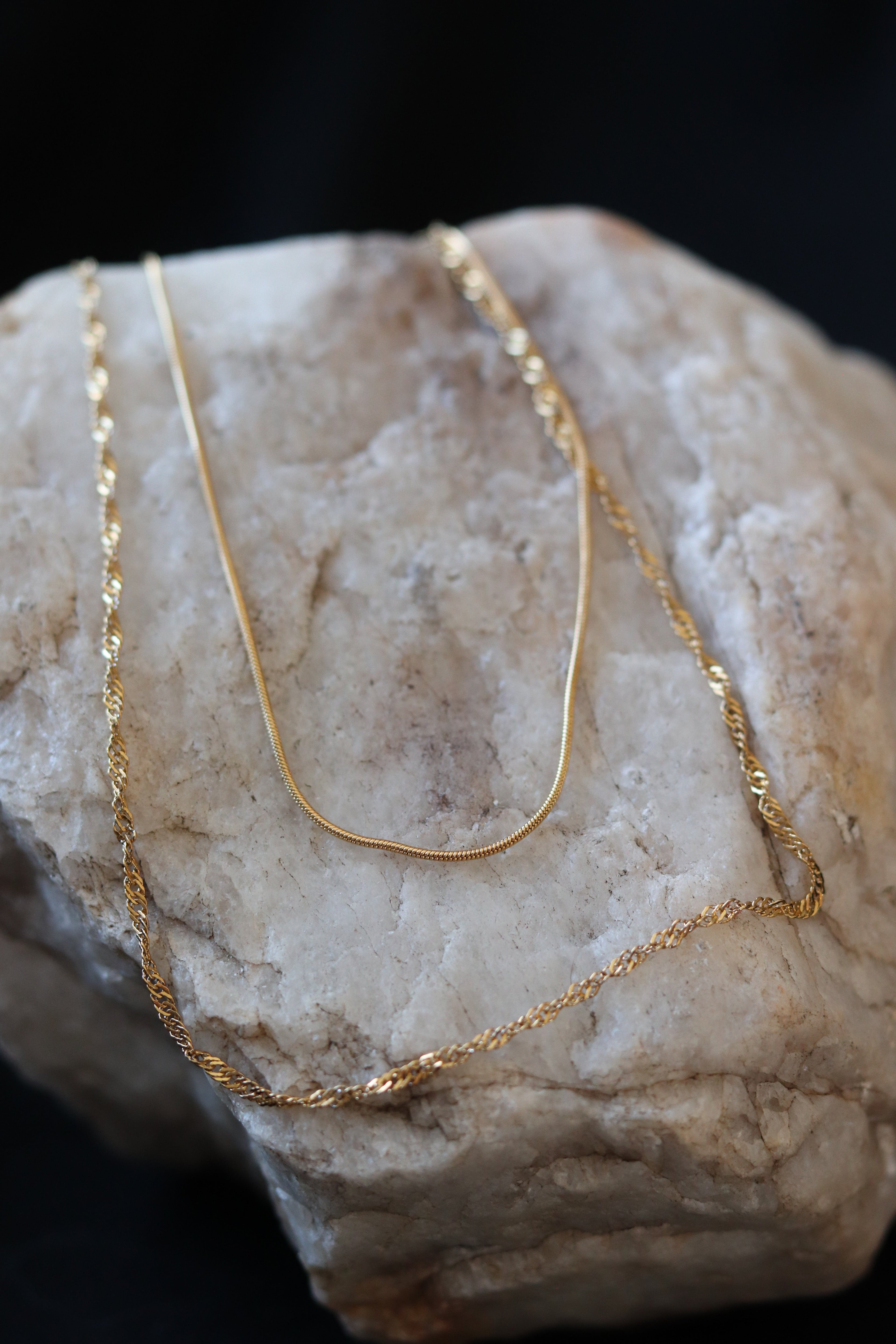 Quinn Double Layered Gold Necklace – 18K Gold Plated Stainless Steel Waterproof Chain Necklace